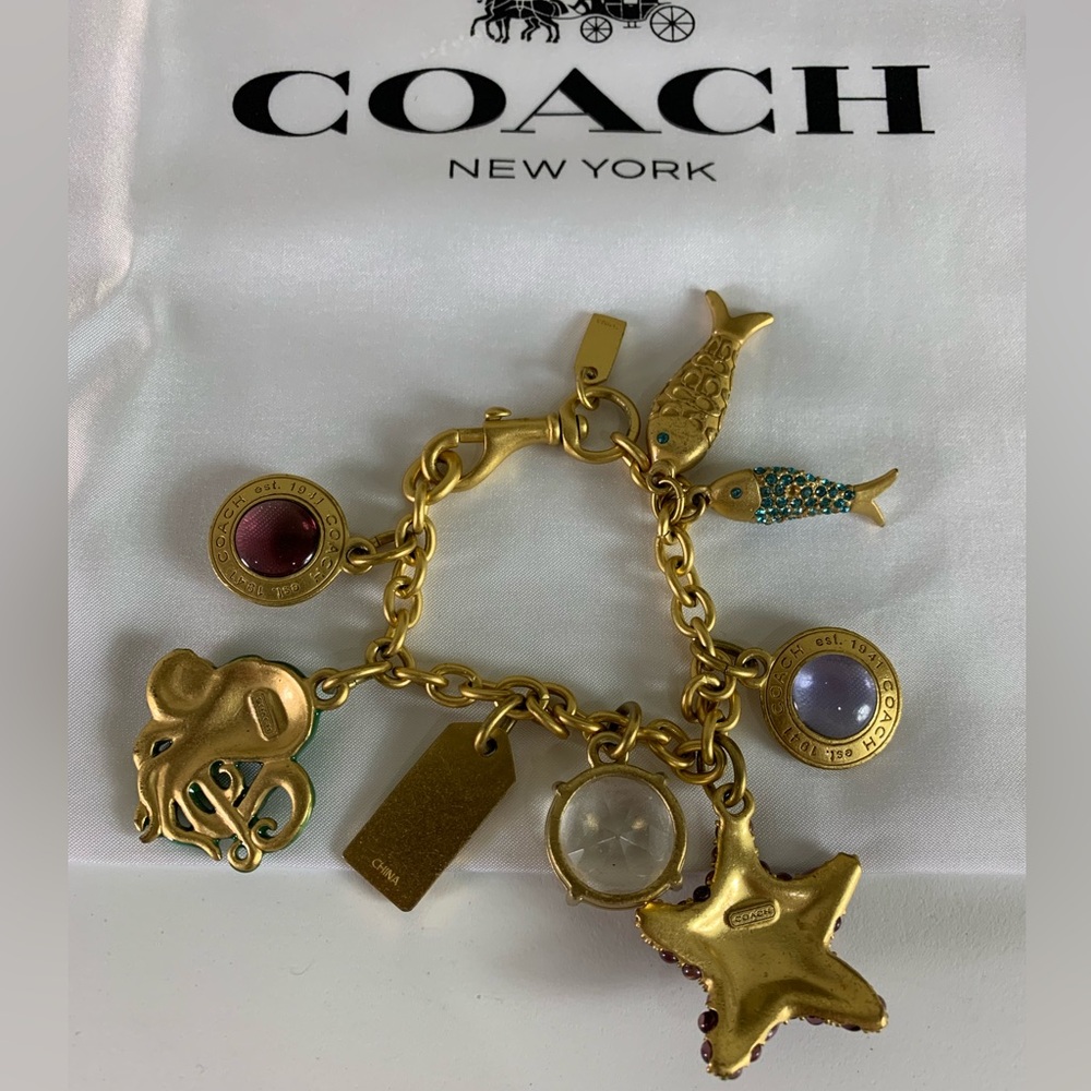 NEW $750 LIMITED EDITION COLLECTIBLE COACH BEACH STARFISH Y2K CHARM BRACELET - Picture 7 of 11